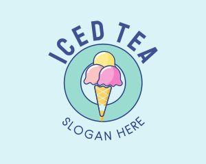 Cute Ice Cream Cone logo design