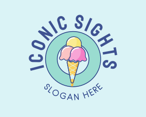 Cute Ice Cream Cone logo design