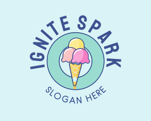 Cute Ice Cream Cone logo design