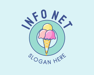 Cute Ice Cream Cone logo design