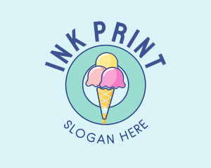 Cute Ice Cream Cone logo design