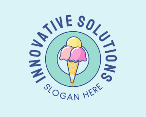 Cute Ice Cream Cone logo design