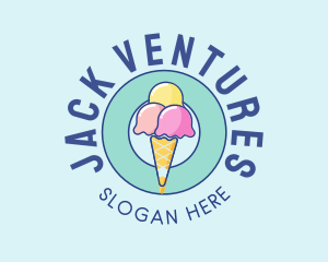 Cute Ice Cream Cone logo design