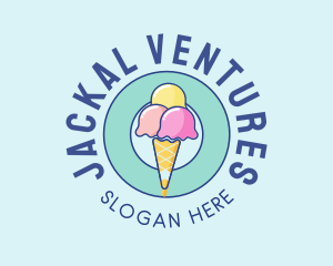 Cute Ice Cream Cone logo design