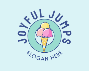 Cute Ice Cream Cone logo design