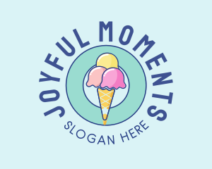 Cute Ice Cream Cone logo design