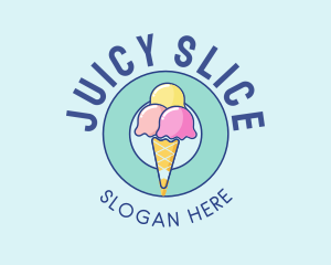 Cute Ice Cream Cone logo design