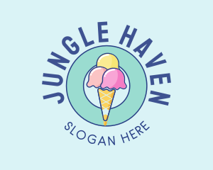 Cute Ice Cream Cone logo design