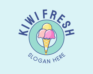 Cute Ice Cream Cone logo design