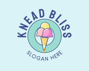 Cute Ice Cream Cone logo design