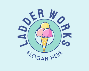 Cute Ice Cream Cone logo design