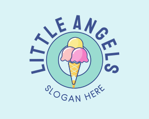 Cute Ice Cream Cone logo design