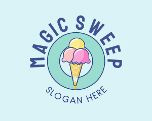 Cute Ice Cream Cone logo design