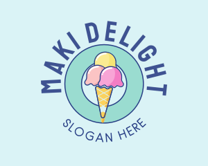 Cute Ice Cream Cone logo design