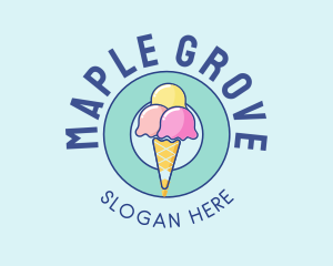 Cute Ice Cream Cone logo design