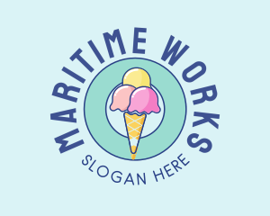 Cute Ice Cream Cone logo design