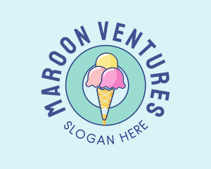 Cute Ice Cream Cone logo design