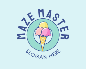 Cute Ice Cream Cone logo design