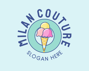 Cute Ice Cream Cone logo design