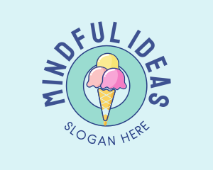 Cute Ice Cream Cone logo design