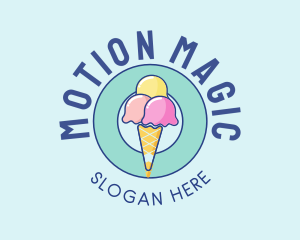 Cute Ice Cream Cone logo design