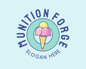 Cute Ice Cream Cone logo design