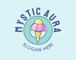 Cute Ice Cream Cone logo design