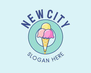 Cute Ice Cream Cone logo design