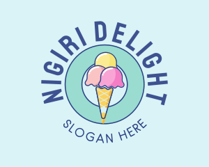 Cute Ice Cream Cone logo design