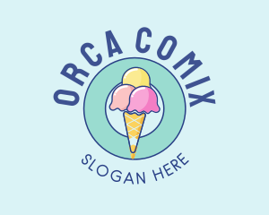 Cute Ice Cream Cone logo design