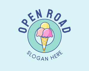 Cute Ice Cream Cone logo design