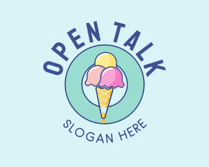 Cute Ice Cream Cone logo design