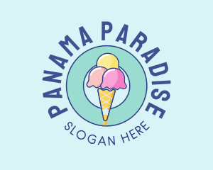 Cute Ice Cream Cone logo design