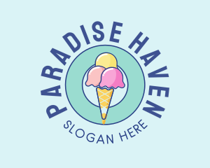 Cute Ice Cream Cone logo design