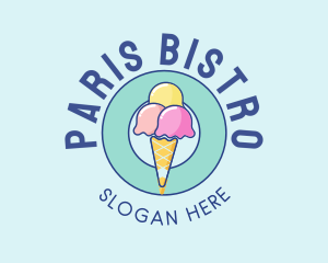 Cute Ice Cream Cone logo design