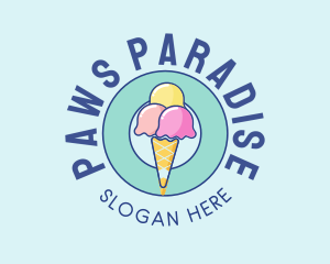 Cute Ice Cream Cone logo design