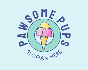 Cute Ice Cream Cone logo design