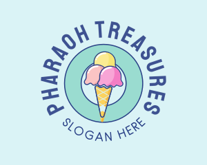 Cute Ice Cream Cone logo design