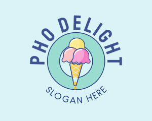 Cute Ice Cream Cone logo design