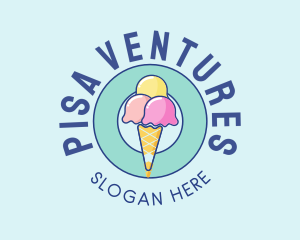 Cute Ice Cream Cone logo design