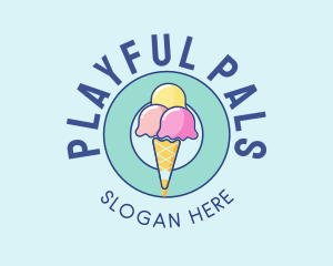 Cute Ice Cream Cone logo design