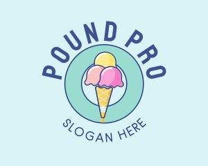 Cute Ice Cream Cone logo design