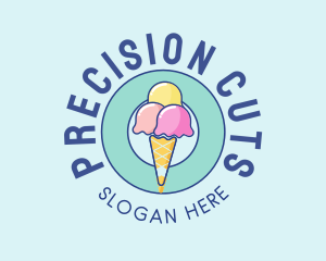 Cute Ice Cream Cone logo design