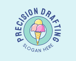 Cute Ice Cream Cone logo design