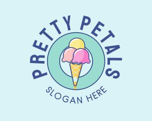 Cute Ice Cream Cone logo design