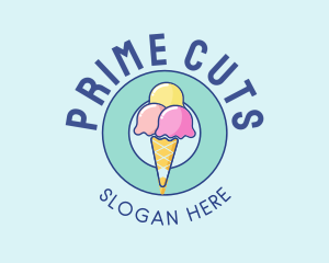 Cute Ice Cream Cone logo design