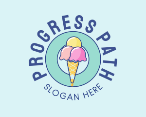 Cute Ice Cream Cone logo design