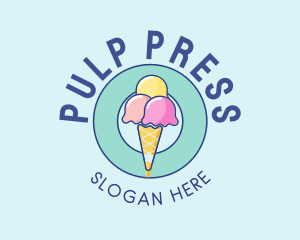 Cute Ice Cream Cone logo design