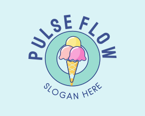 Cute Ice Cream Cone logo design