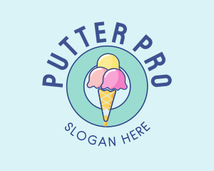 Cute Ice Cream Cone logo design